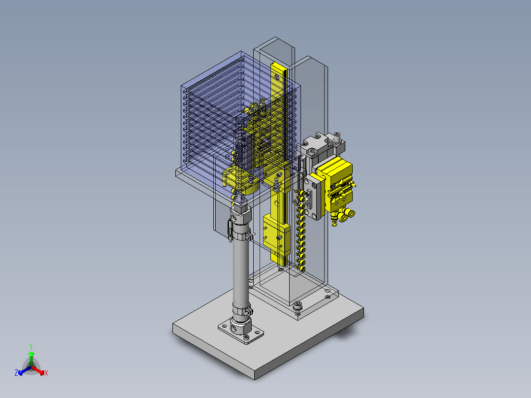 基于气缸的步进进给机构正等轴测图