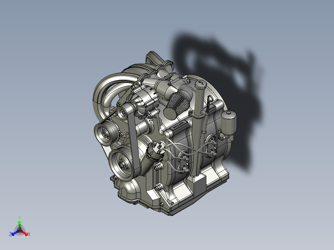 微型转子发动机 3D模型3D图纸