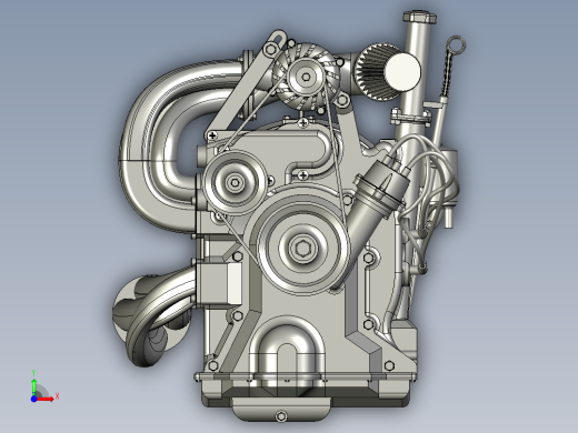 微型转子发动机 3D模型3D图纸前视缩略图