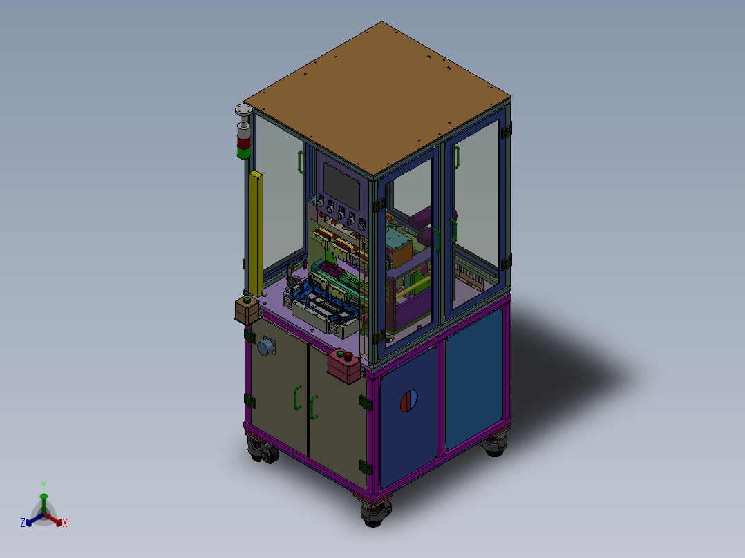 汽车中控盖板自动贴异形绒布设备正等轴测图