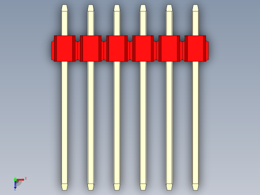 彩色公头100mil（2.54mm）系列-DS1021_red_1x06p_100mil_Type5_rev1.0俯视缩略图
