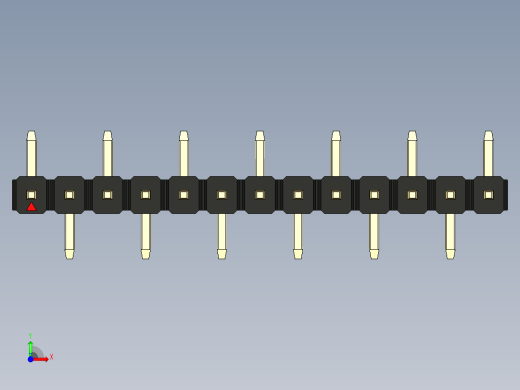 彩色公排针 100mil 2.54mm 系列-DS1022_black_13p_100mil_Type_SMT_R1_rev1.0前视缩略图