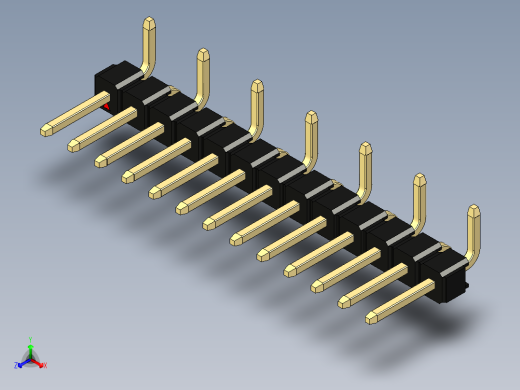 彩色公排针 100mil 2.54mm 系列-DS1022_black_13p_100mil_Type_SMT_R1_rev1.0正等轴测缩略图