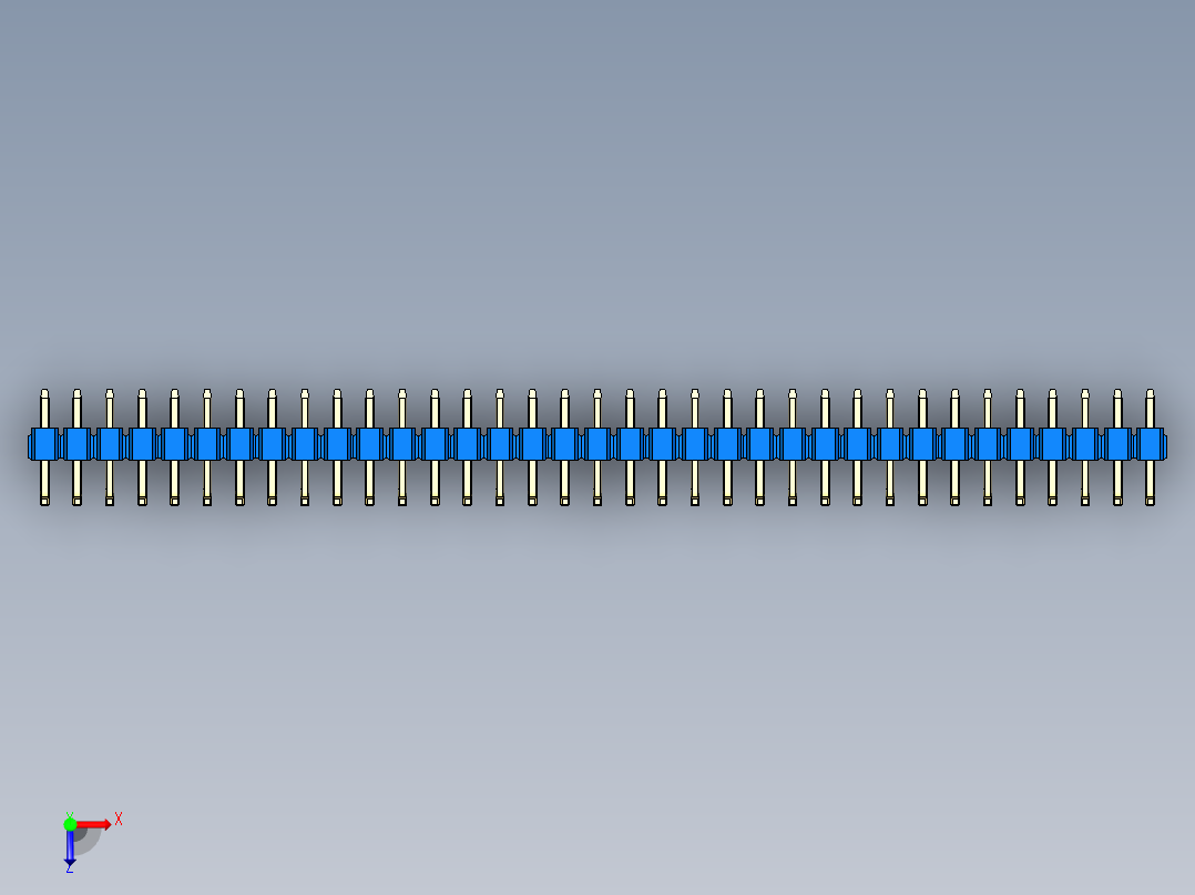 彩色公排针 100mil 2.54mm 系列-DS1022_blue_35p_100mil_TypeU_rev1.0俯视图