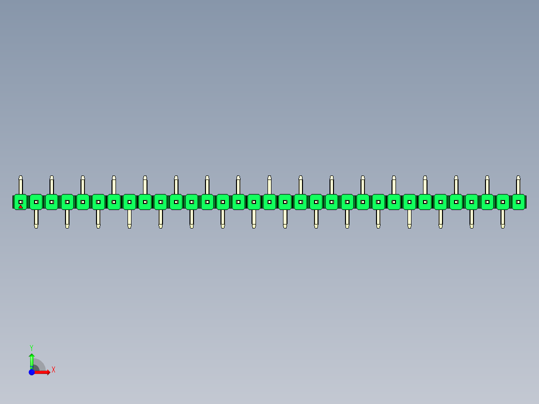 彩色公排针 100mil 2.54mm 系列-DS1022_green_33p_100mil_Type_SMT_R1_rev1.0前视图