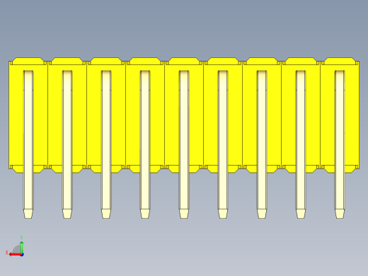 彩色公排针 100mil 2.54mm 系列-DS1022_yellow_3x09p_100mil_TypeD_rev1.0后视缩略图