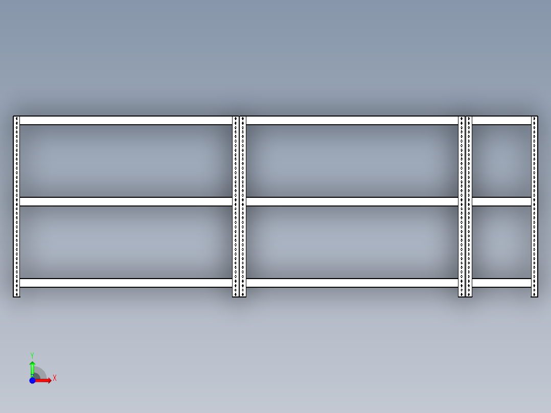 无紧固件的机架系统前视图