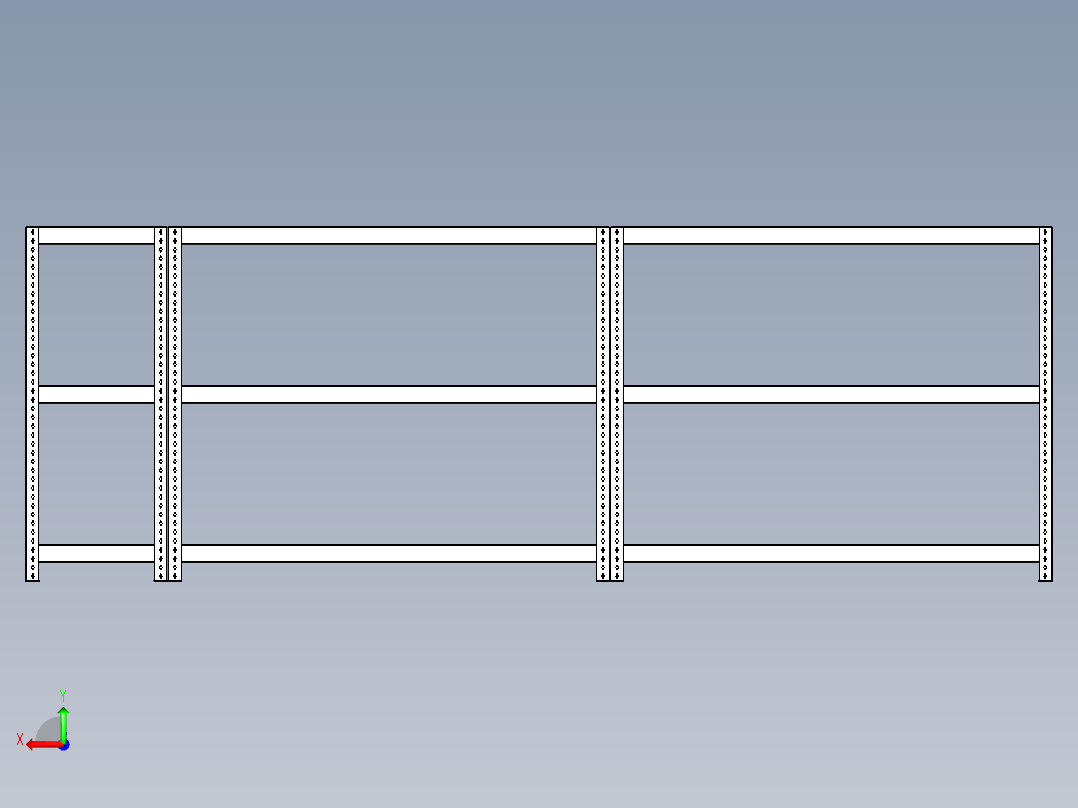 无紧固件的机架系统后视图