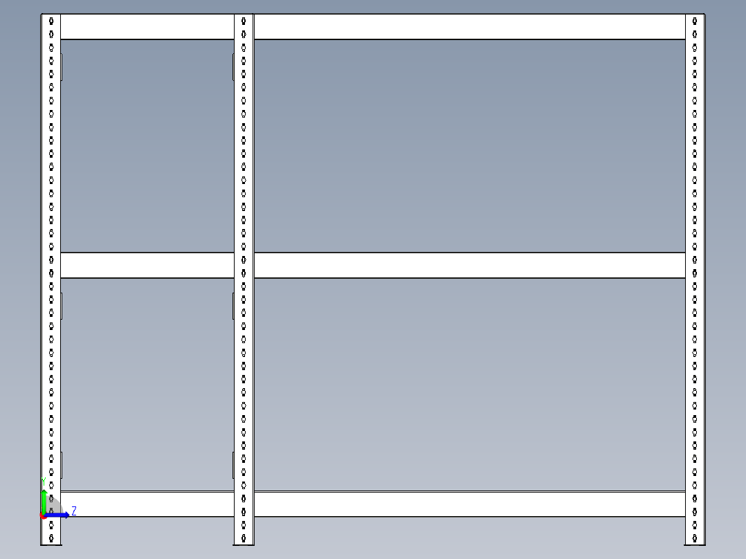 无紧固件的机架系统左视图