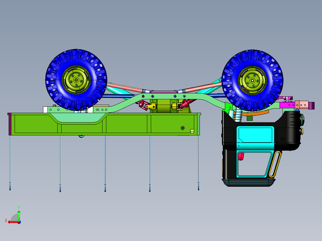 遥控重型越野电动载货车卡车后视图