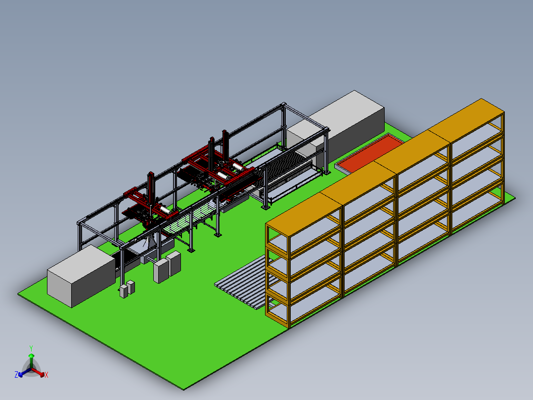 激光切割智能生产线sw18正等轴测图