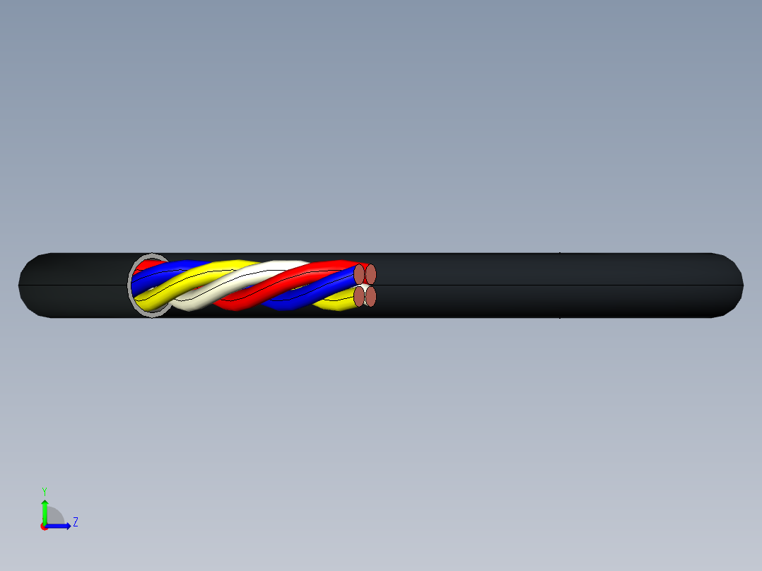 四芯电缆creo3左视图