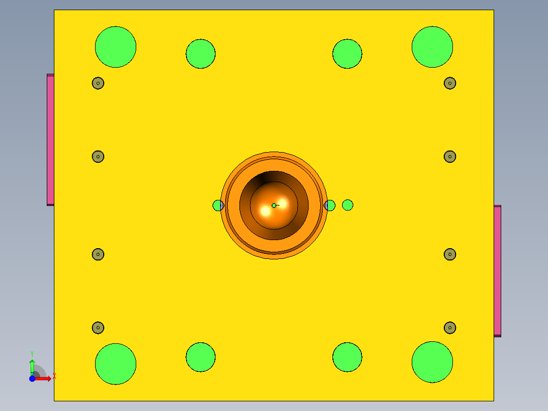 万向摇摆器底座注塑模具设计前视图