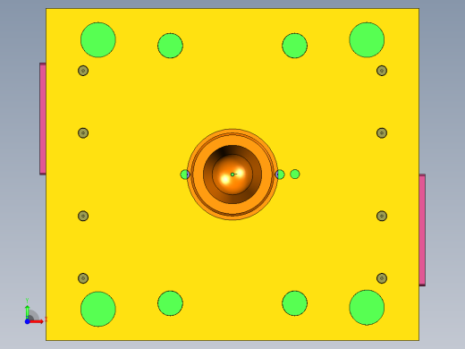 万向摇摆器底座注塑模具设计前视缩略图