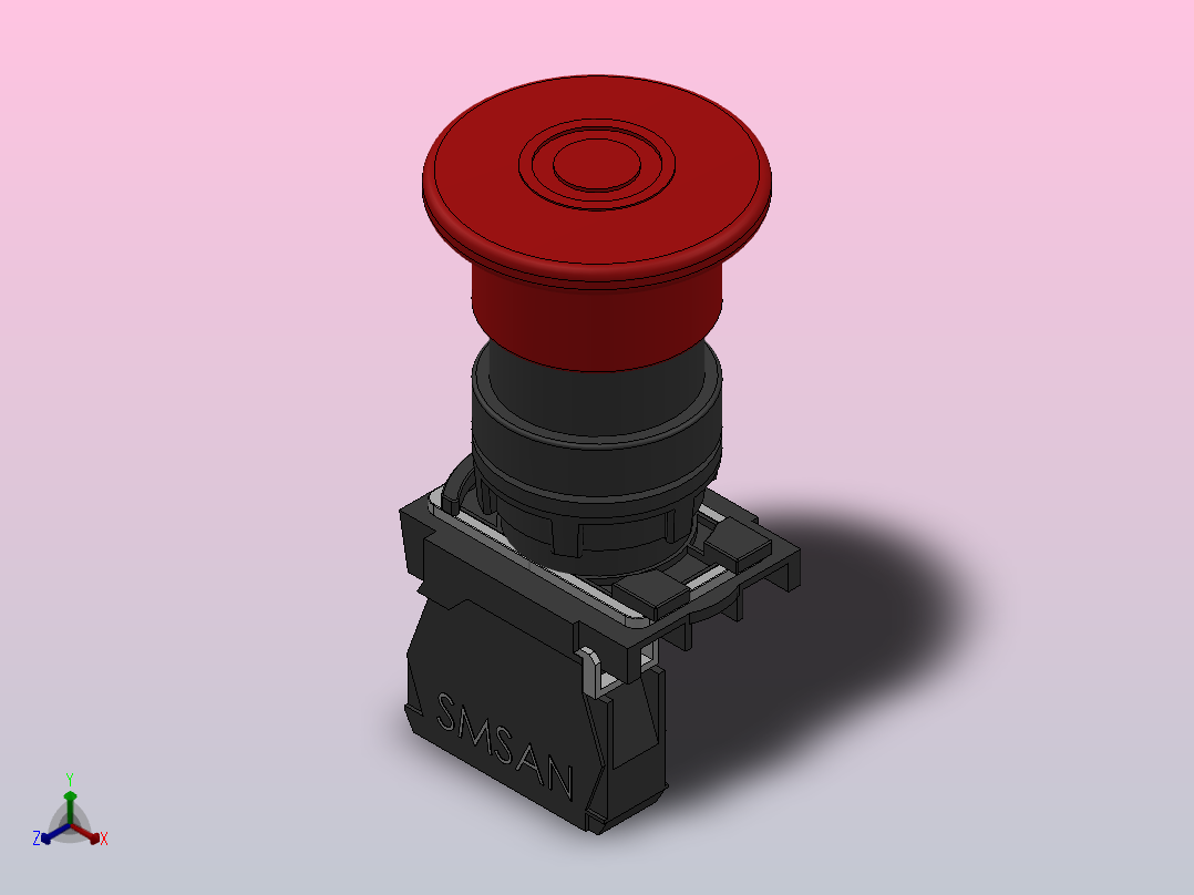 拉拔释放φ40[GQB4-ET42]按钮开关正等轴测图