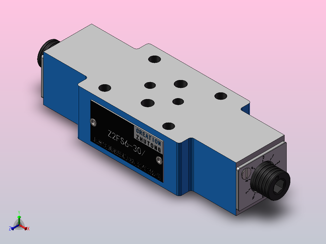 Z2FS6-30 叠加式双单向节流阀正等轴测图