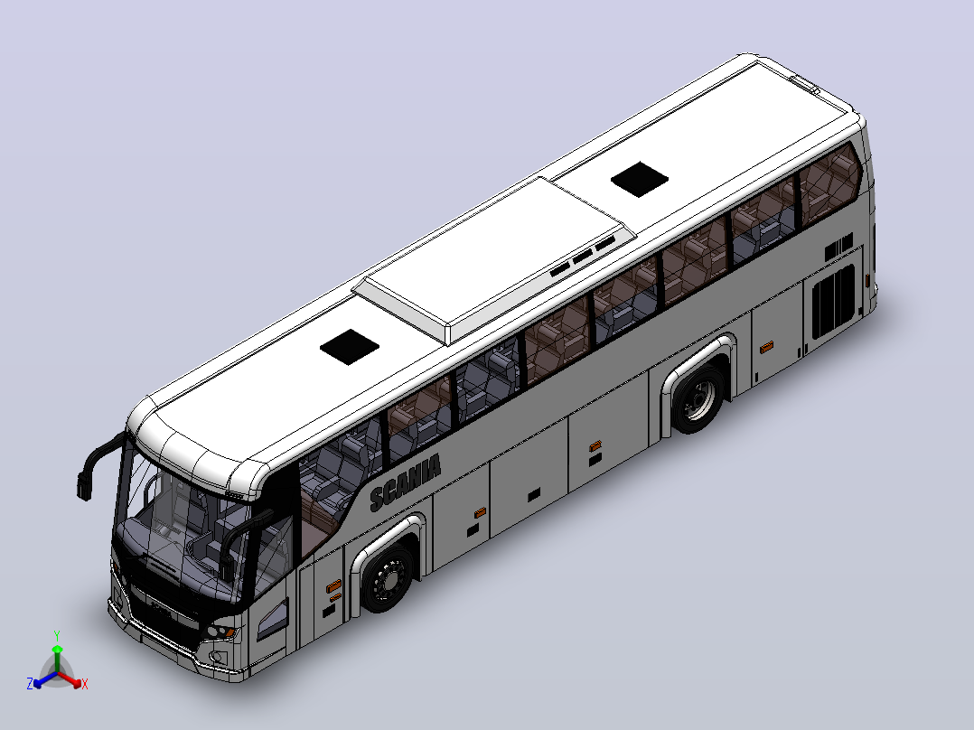 旅游巴士3D图纸 Solidworks设计正等轴测图