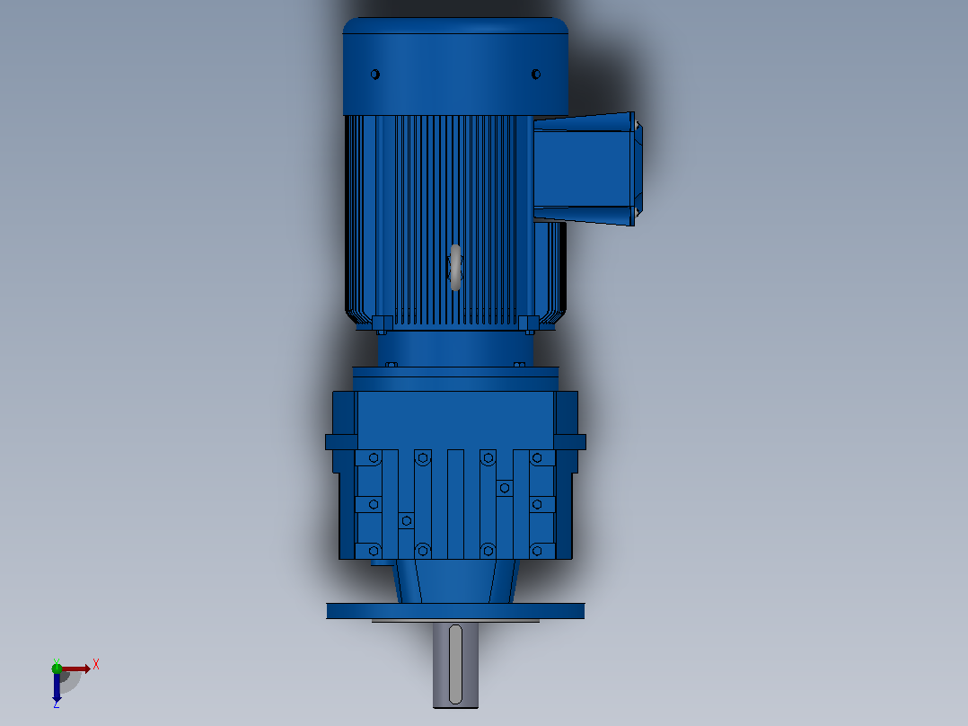 RF57法兰轴伸式安装斜齿轮减速机RF57-Y0.55-4P-80-M1-0°-Φ200俯视图