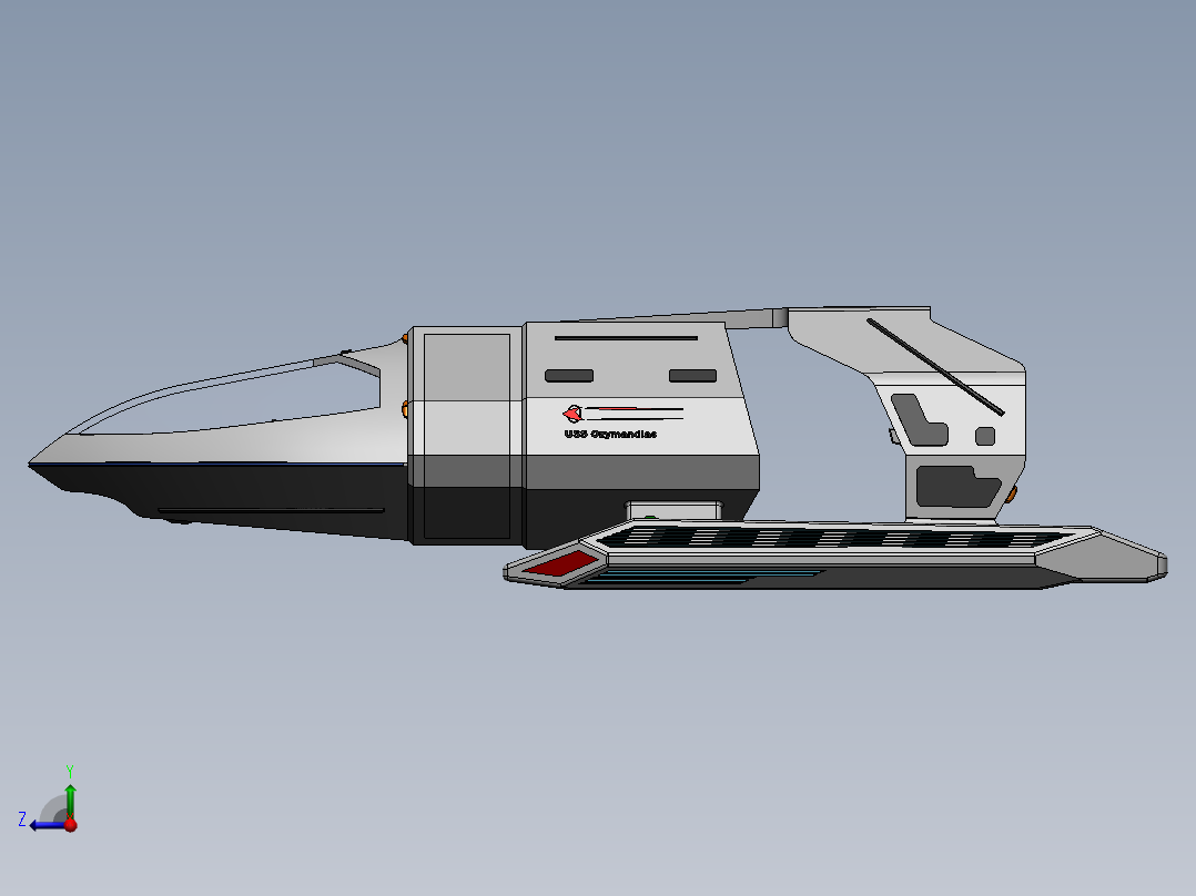 48--uss ozymandias航天飞机模型3D图纸右视图