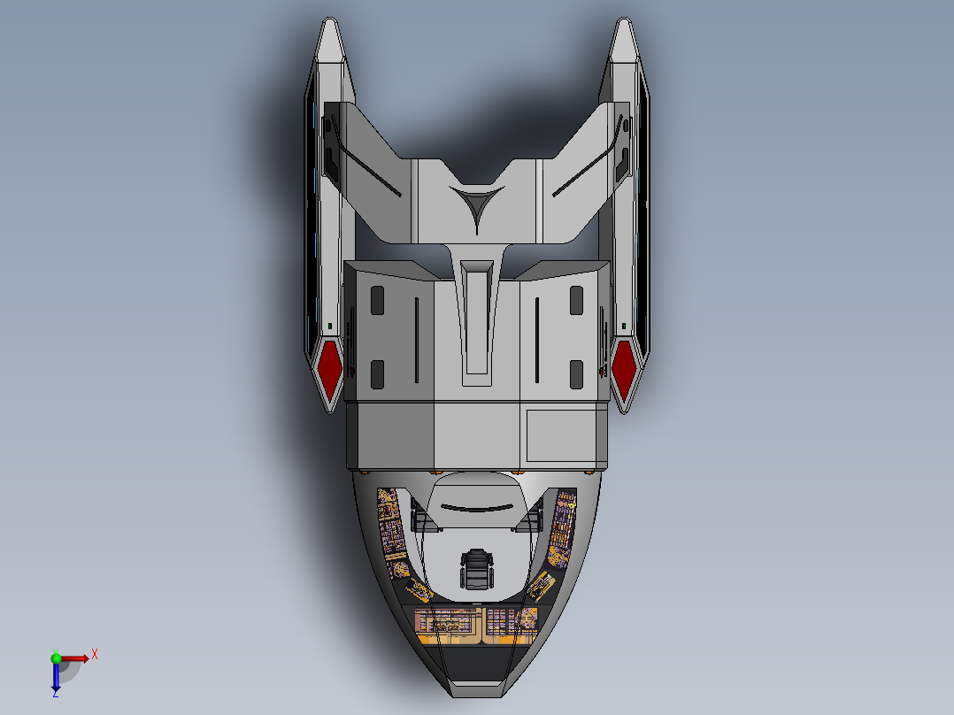 48--uss ozymandias航天飞机模型3D图纸俯视图