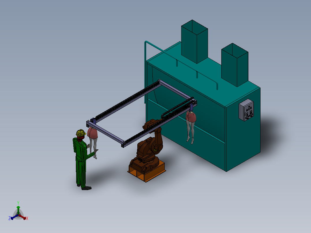 自动涂漆牛仔服装正等轴测图