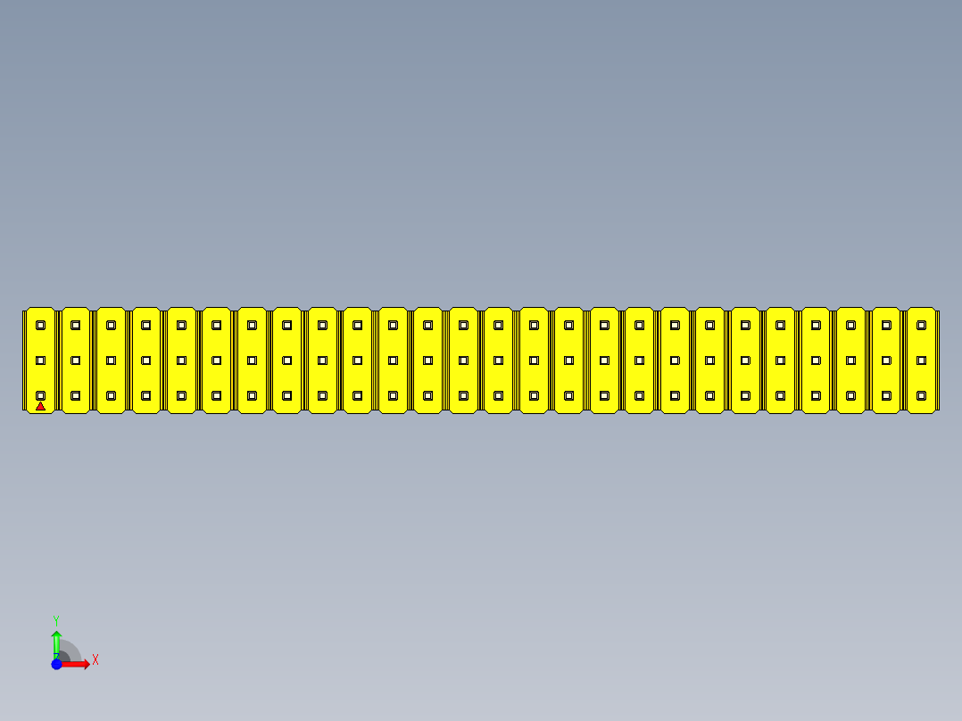 彩色公头100mil（2.54mm）系列-DS1021_yellow_3x26p_100mil_Type43_rev1.0前视图