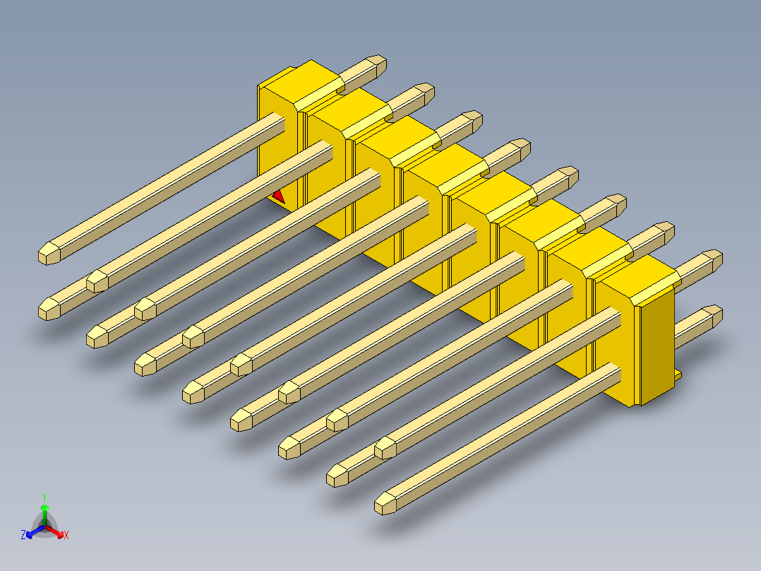 彩色公头100mil（2.54mm）系列-DS1021_yellow_2x08p_100mil_Type5_rev1.0主视图