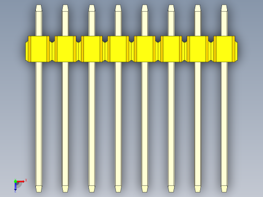 彩色公头100mil（2.54mm）系列-DS1021_yellow_2x08p_100mil_Type5_rev1.0俯视缩略图
