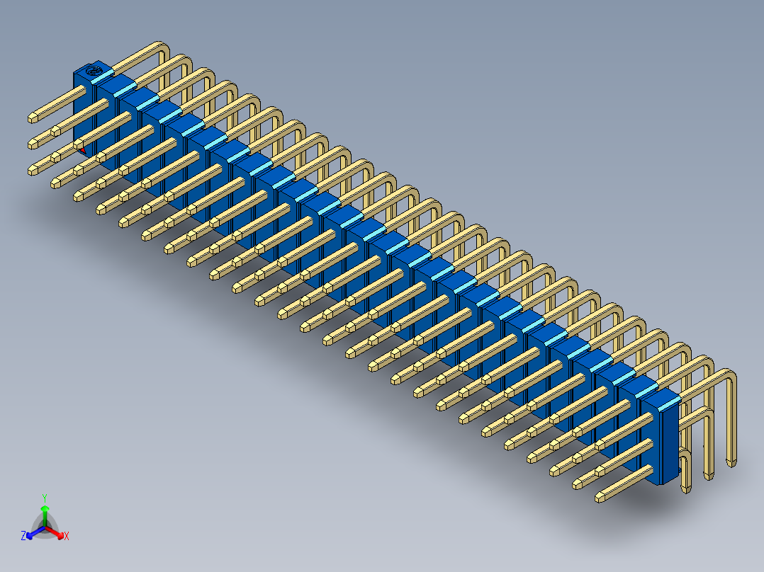 彩色公排针 100mil 2.54mm 系列-DS1022_blue_3x26p_100mil_TypeD_rev1.0主视图