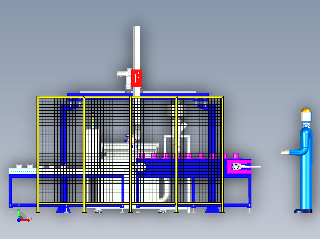 清洗设备+桁架自动化上下料前视图
