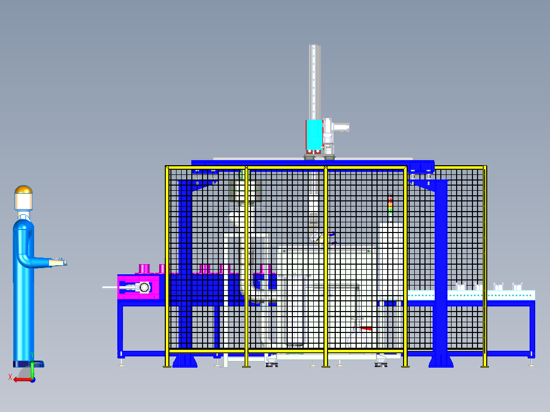 清洗设备+桁架自动化上下料后视图