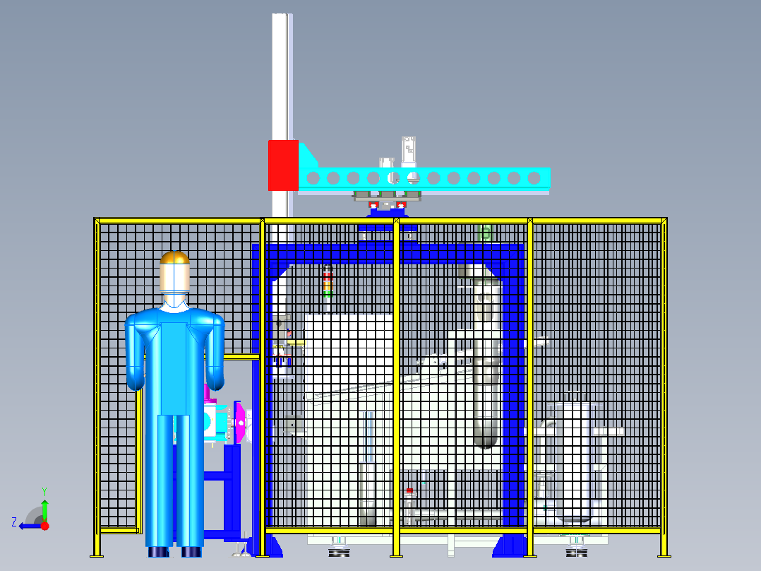 清洗设备+桁架自动化上下料右视图