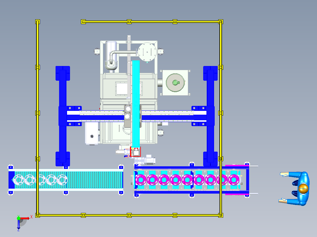 清洗设备+桁架自动化上下料俯视图