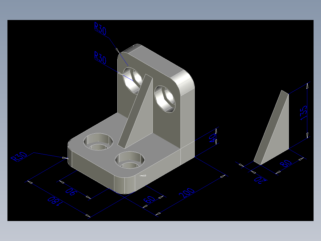 CAD格式机械制图二维100例练习-96 标注三维图尺寸