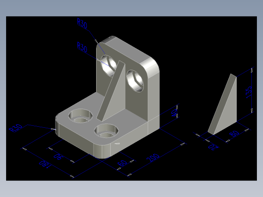 CAD格式机械制图二维100例练习-96 标注三维图尺寸