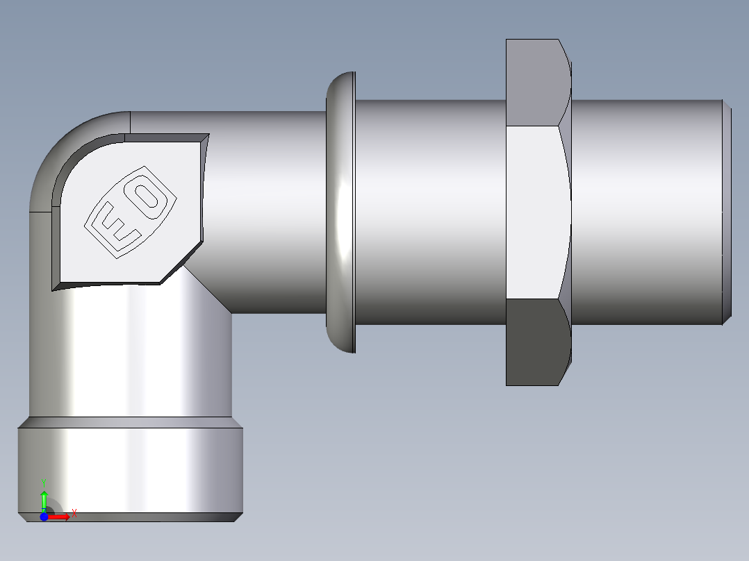 卡套式工业通用硬管接头EO_Bulkhead_elbow_WSV16SOMDCF前视图