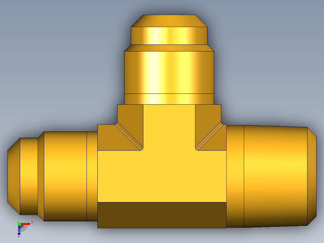扩口式工业通用硬管接头Male Run Tee 151F-8-8俯视图