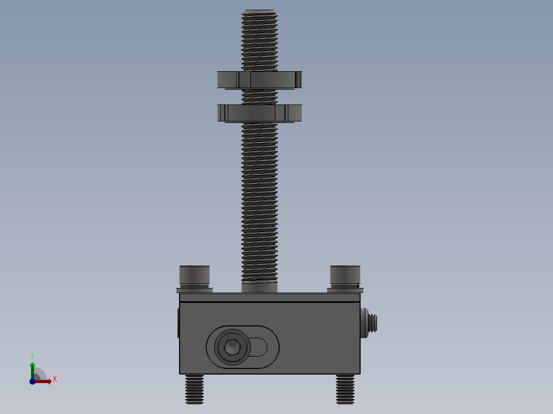 三轴可调安装柱或脚前视图