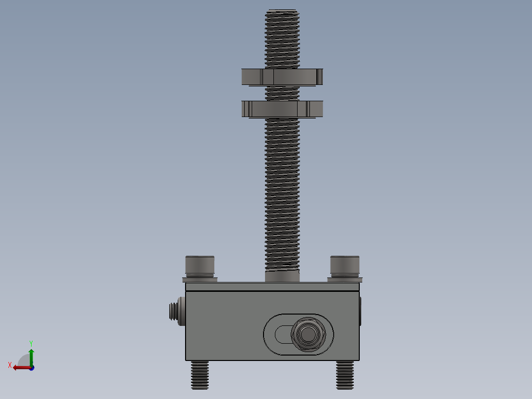 三轴可调安装柱或脚后视图