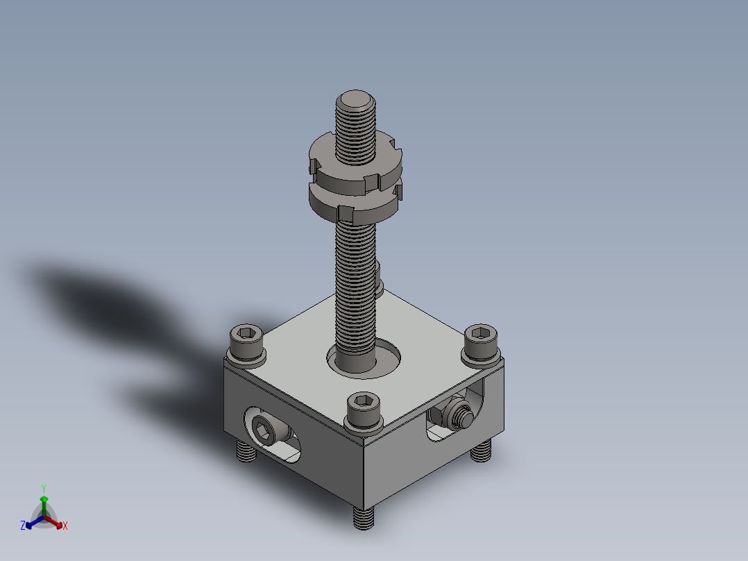 三轴可调安装柱或脚正等轴测图