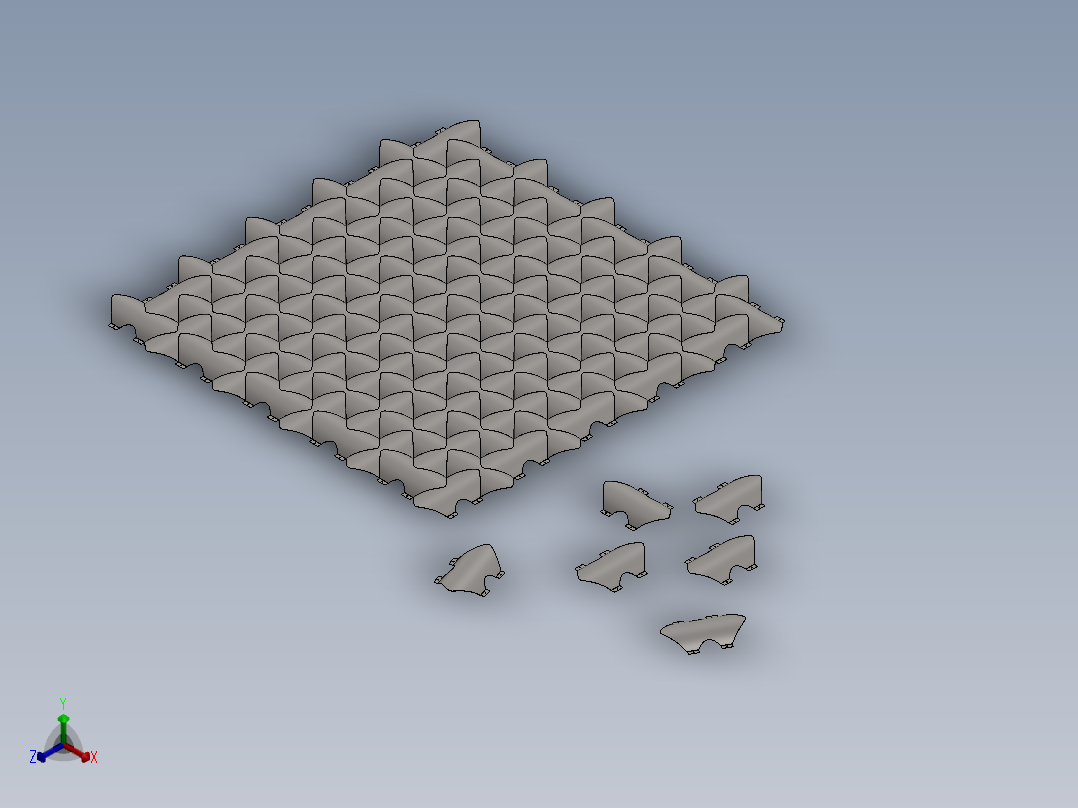 用于墙板、大门等的金属板（或其他板材）瓷砖正等轴测图