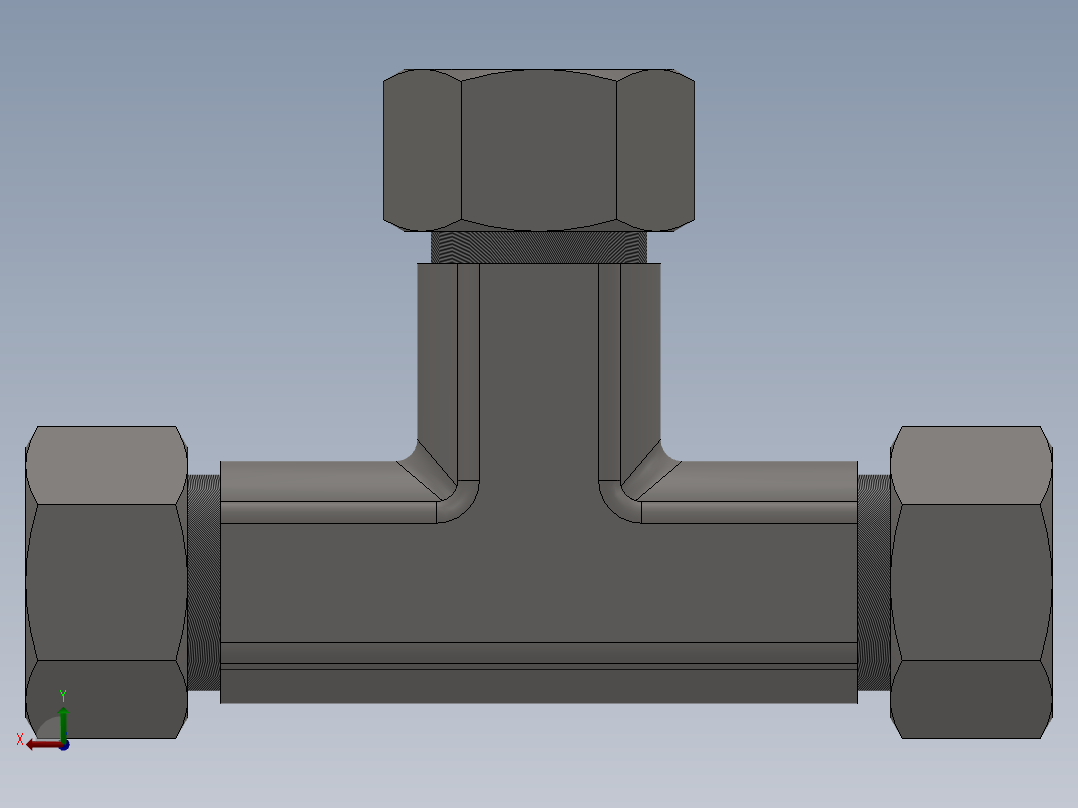 IKE 卡套正三通接头[IKE 04]后视图