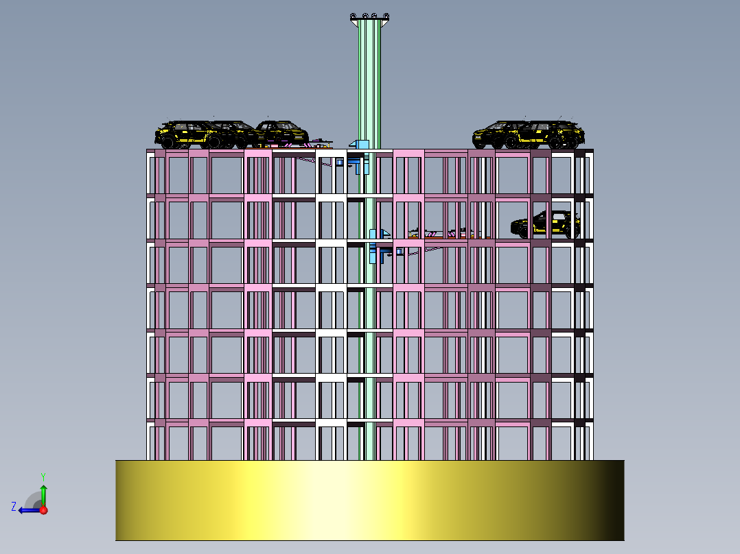 全自动升降旋转立体车库右视图