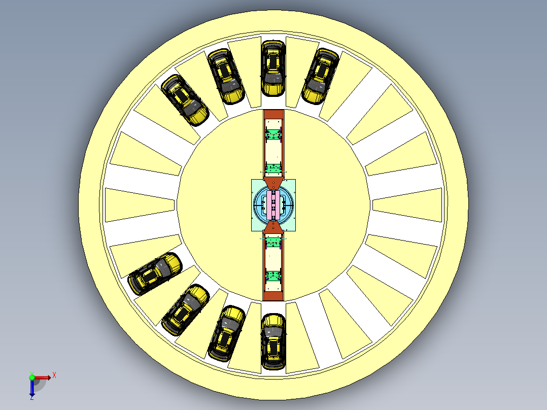 全自动升降旋转立体车库俯视图