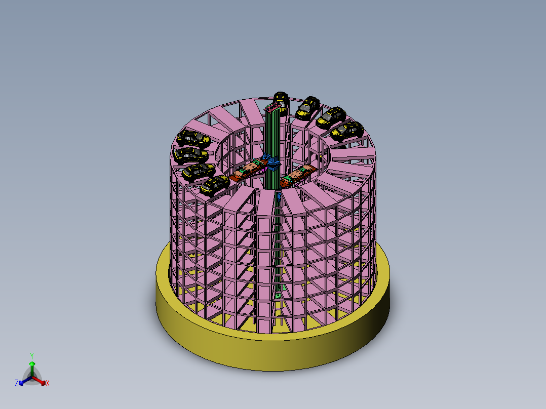 全自动升降旋转立体车库正等轴测图
