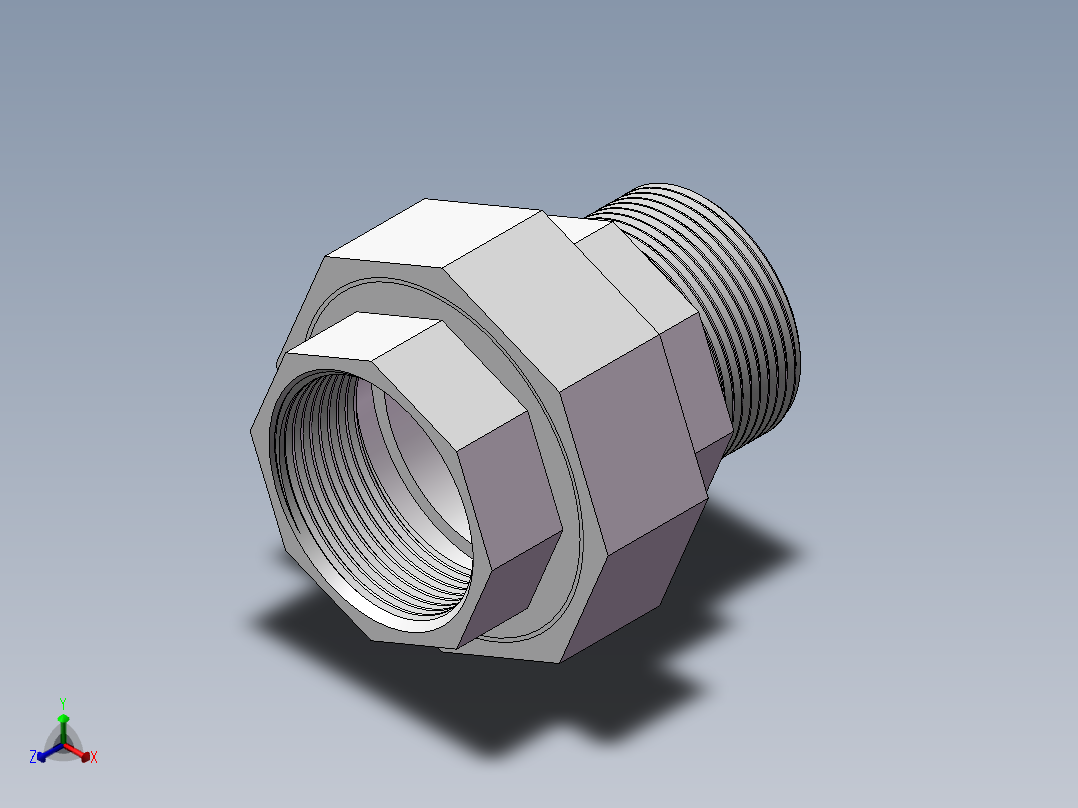 活接-等径内外丝直通 DN40正等轴测图