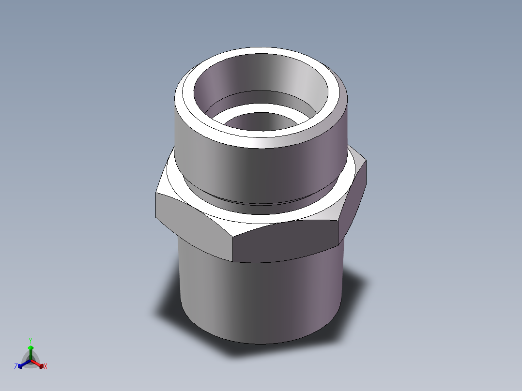 英制锥管螺纹直接头、1CT-22-08SP正等轴测图