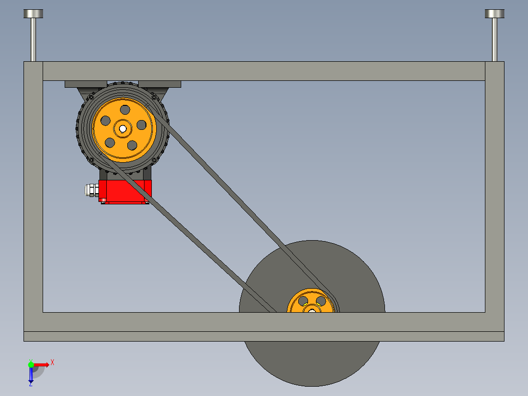 固定式平面切割机三维设计俯视图