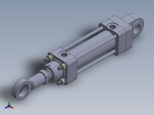 横拉杆液压缸（前后眼）49.83x31.74x98 mm正等轴测缩略图