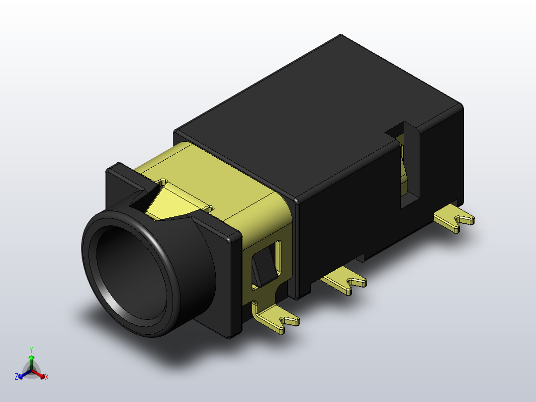j311d pj 311d smd pcb安装3 5mm音频插孔母插座11正等轴测图